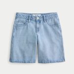 Low-Rise Dark Rinse Wash Baggy Jort - light