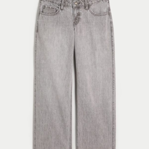 Low-Rise Medium Wash Baggy Jeans - grey wash
