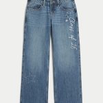 Low-Rise Medium Wash Baggy Jeans - medium