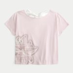 Easy Ribbon Tie-Back Floral Graphic Tee - light lilac