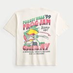 Boxy Heavyweight Blue Star Diner Graphic Tee - cream