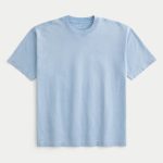 Boxy Heavyweight Washed Cotton Crew T-Shirt - washed light blue