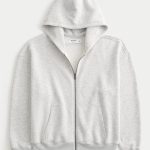 Boxy Zip-Up Hoodie - light heather gray