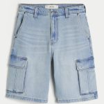 Dark Wash Baggy Denim Shorts - light