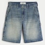 Dark Wash Baggy Denim Shorts - dark tint