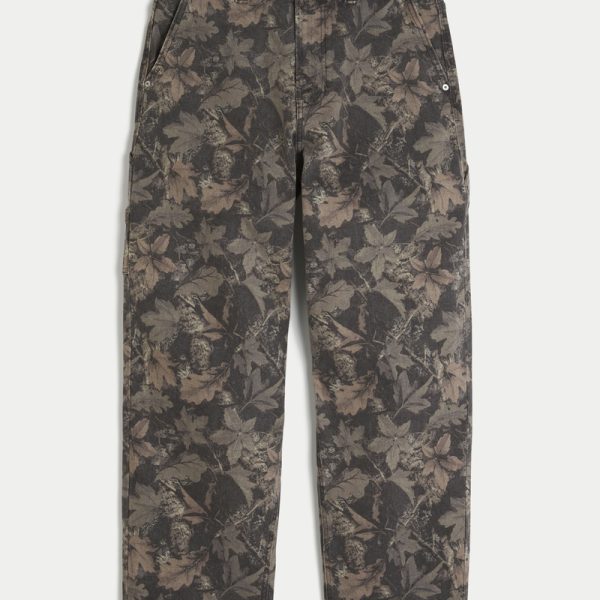 Washed Black Skater Baggy Jeans - dark brown camo