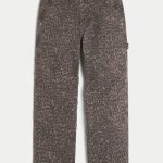 Dark Wash Baggy Jeans - dark brown print