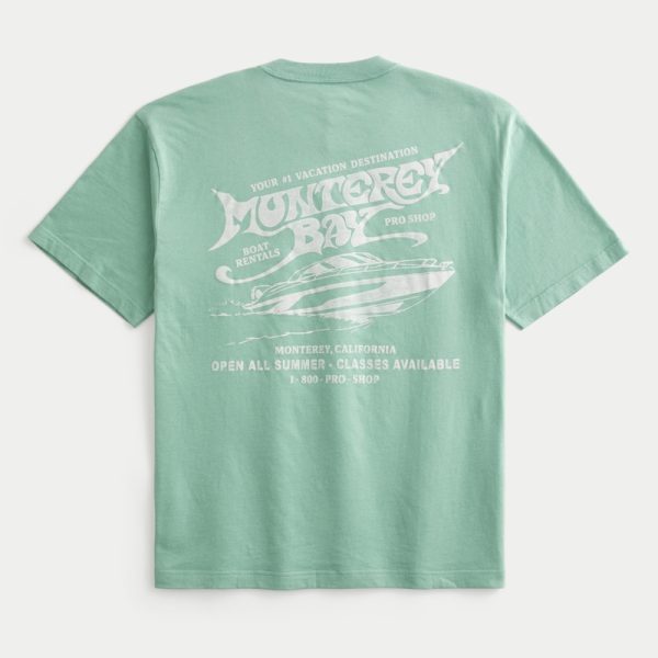 Boxy Lil Sandy Barbecue Graphic Tee - dark mint green
