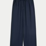 Pull-On Slub Pants - navy blue