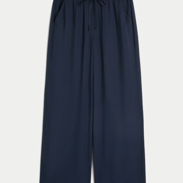 Pull-On Slub Pants - navy blue