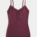Lace Trim Cami - mulberry