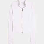 Gilly Hicks Active Recharge Bow Double Zip Jacket - white