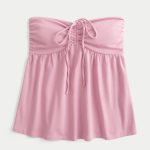 Strapless Cinched Babydoll Top - rose
