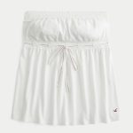 Strapless Tie Waist Babydoll Top - white