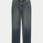 High-Rise Medium Wash Straight Jean - dark medium