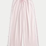 Side Bow Wide-Leg Sweatpants - light lilac