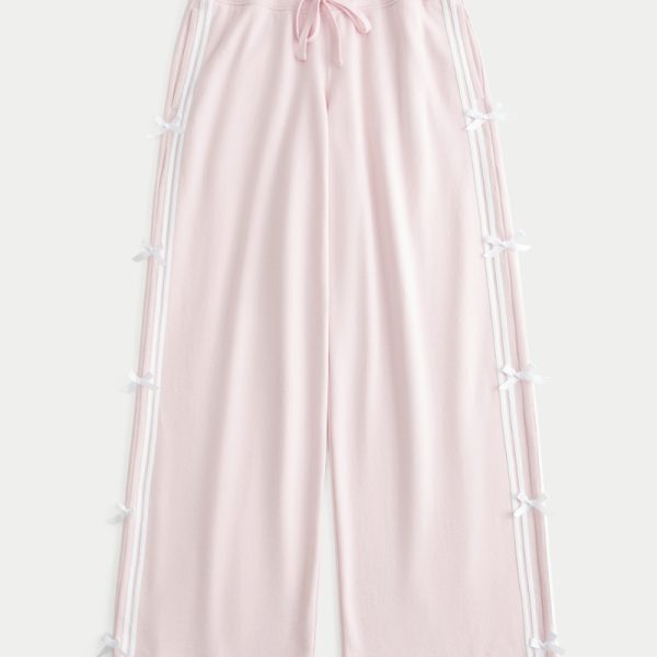 Side Bow Wide-Leg Sweatpants - light lilac