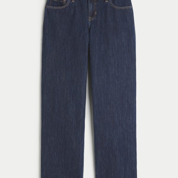 Low-Rise Medium Wash Loose Jeans - dark rinse