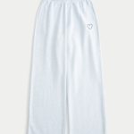 XOXO Graphic Wide-Leg Sweatpants - light heather blue