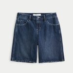 Low-Rise Dark Rinse Wash Baggy Jort - medium