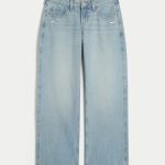 Low-Rise Medium Wash Baggy Jeans - medium ripped