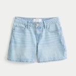 Low-Rise Washed Black Baggy Denim Shorts 5" - light
