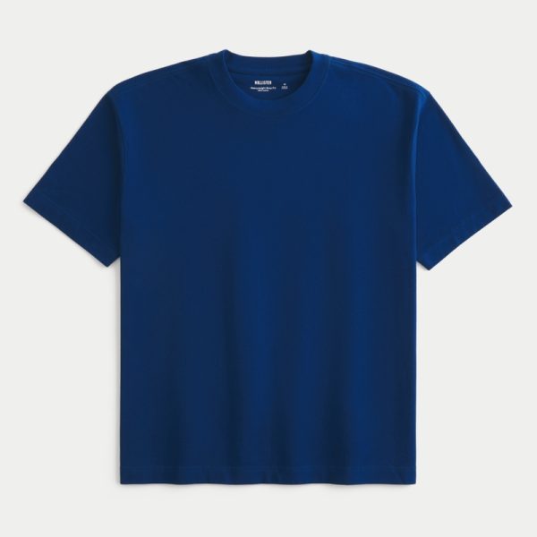 Boxy Heavyweight Washed Crew T-Shirt - bright navy