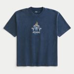 Boxy Heavyweight Costa Rica Graphic Tee - washed navy
