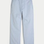 Linen-Blend Flex-Waist Baggy Pants - heather blue