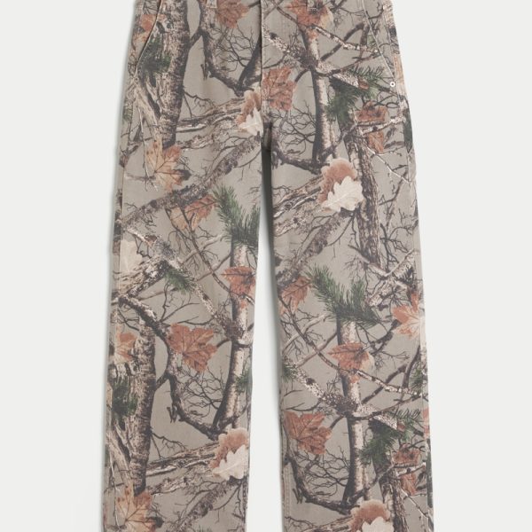 Light Wash Super Baggy Jeans - light brown camo