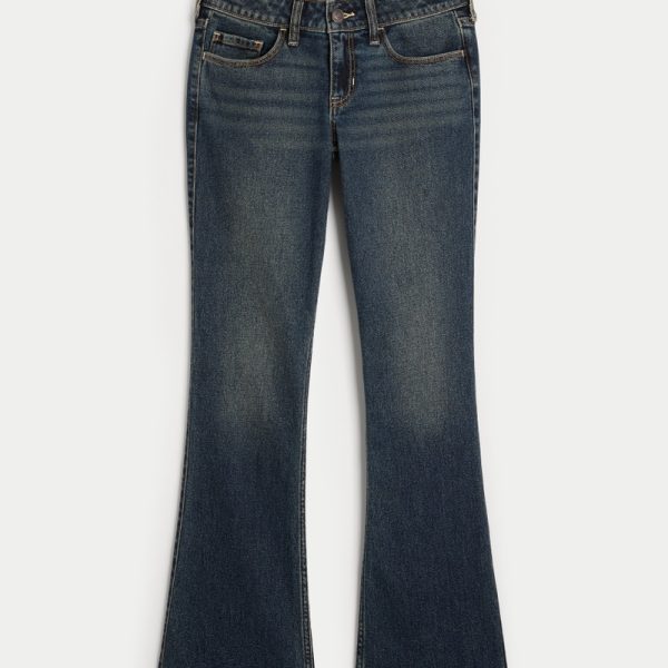 Low-Rise Distressed Medium Wash Boot Jeans - dark
