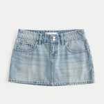 Low-Rise Denim Mini Skort - light