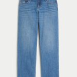 Low-Rise Medium Wash Loose Jeans - medium dark wash