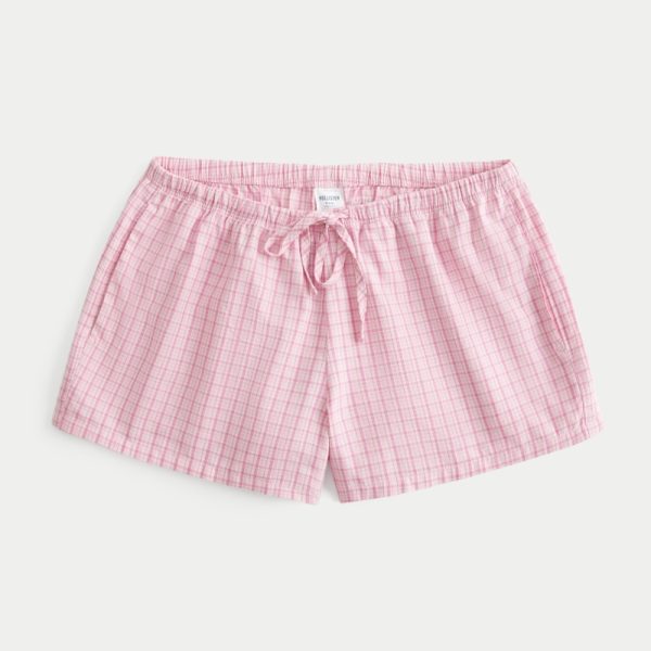 Oxford Cotton Tie Shorts - pink plaid