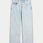 Low-Rise Medium Wash Embroidered Fruit Baggy Jeans - light