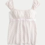 Easy Satin Tie Babydoll Top - white floral
