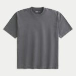 Boxy Heavyweight Washed Cotton Crew T-Shirt - washed dark gray