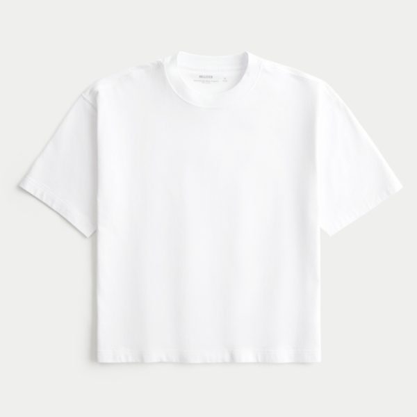 Boxy Heavyweight Crop Crew T-Shirt - white