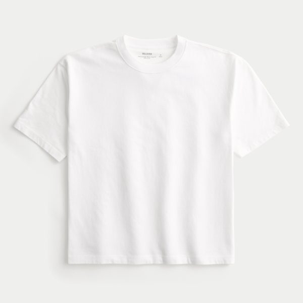 Boxy Heavyweight Crop Crew T-Shirt - white