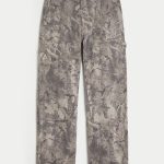 Dark Wash Baggy Jeans - tan camo