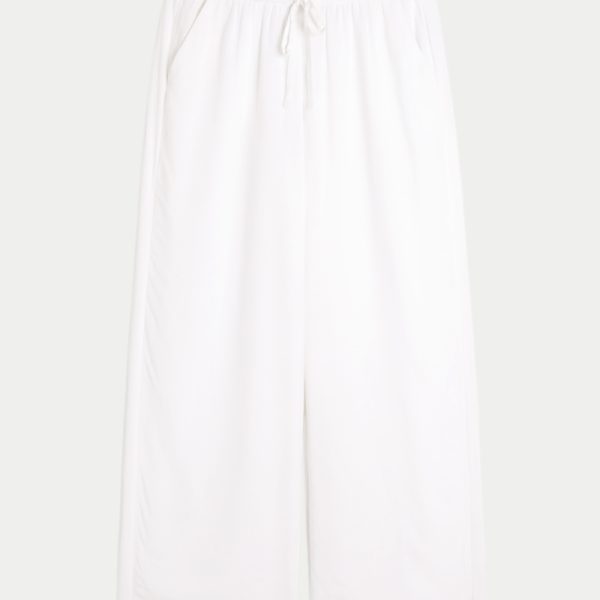 Pull-On Slub Pants - white