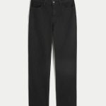 High-Rise Medium Wash Straight Jean - black