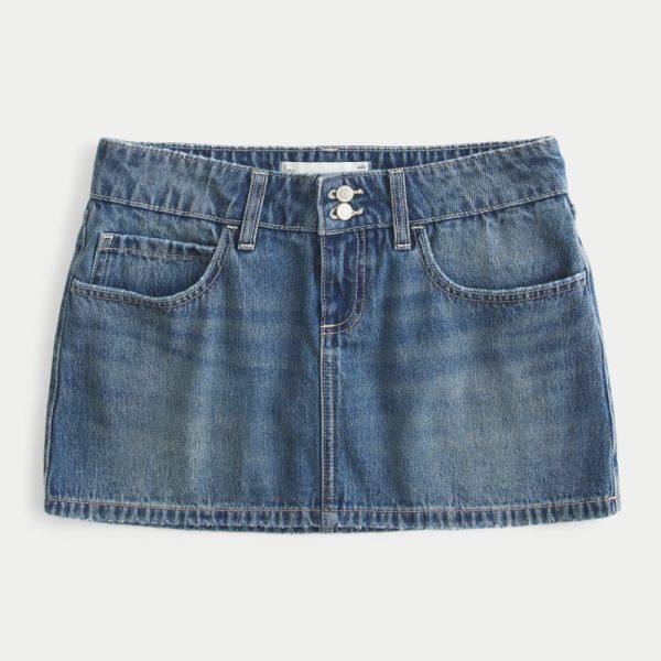 Low-Rise Embroidered Denim Mini Skort - medium