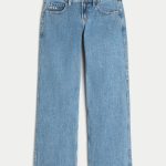 Low-Rise Medium Wash Embroidered Fruit Baggy Jeans - medium