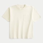 Boxy Heavyweight Washed Cotton Crew T-Shirt - cream