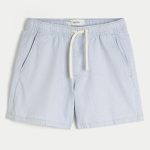 Mid-Thigh Linen-Blend Pull-On Shorts - light blue stripe