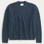 Striped Crew Sweater - washed navy