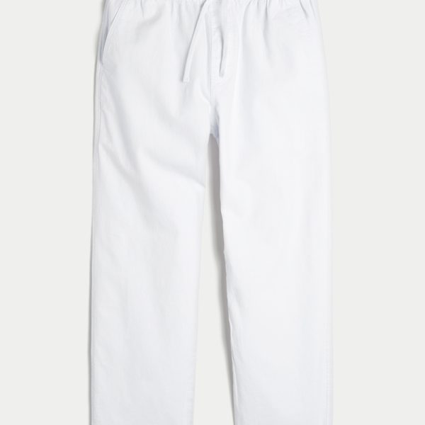 Linen-Blend Loose Pull-On Pants - white
