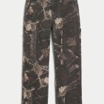 Dark Wash Baggy Jeans - dark brown camo