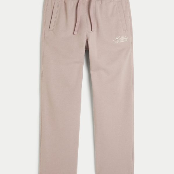 Straight Logo Sweatpants - tan